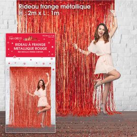 Rideau Frange Métallique Rouge