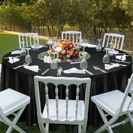 round black fabric tablecloth

