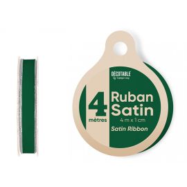 Ruban de satin pas cher 10mm liseré vert