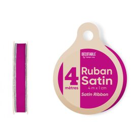 Ruban satin pas cher Fuchsia 10mm liseré Argent