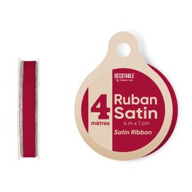 Ruban satin Rouge 10mm liseré Argent