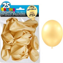 Pack de 25 ballons métalliques ECRU de 30 cm, idéaux pour décorations de fête et événements, disponibles sur Badaboum.fr.