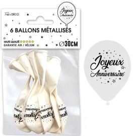 Ballons blancs métallisés avec inscription 