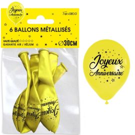 Ballons jaune métallisés avec inscription 