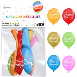 Ballons multicolores métallisés avec inscription 