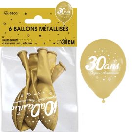 Ballon doré 30 ans anniversaire, métallisé , décoration fetes pas cher et livraison 24h rapide chez Badaboum