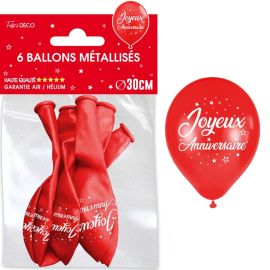Ballons rouge métallisés avec inscription 