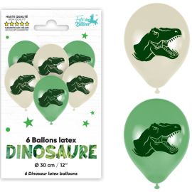 Ballons latex dinosaure 30cm pour décoration anniversaire enfant - Lot de 6