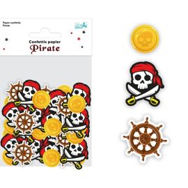 50 confettis de table thème Pirate, idéal pour décorer une fête d'anniversaire, disponible sur Badaboum.fr