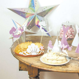 set de 2 décorations gâteaux bois et carton sirène pailletés ambiance