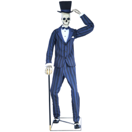 Squelette en Costume avec Effets Sonores et Lumineux - 203cm