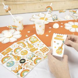 Stickers Hippy Party avec motifs rétro pour décoration de fête sur Badaboum.fr