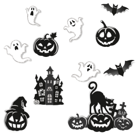 Assortiment de Stickers Halloween Vintage pour Fenêtre et Mur