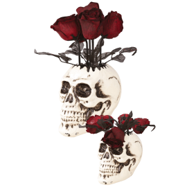 Vase halloween crâne avec roses - animé et sonore - 30 cm
