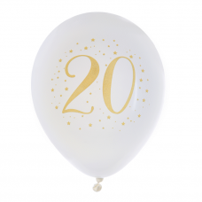 Ballon latex anniversaire 18ans blanc et or 23cm REF/6571