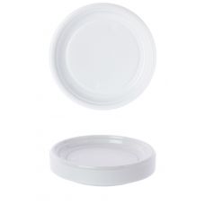 Petite assiette plastique ronde réutilisable blanche, vaisselle jetable-  Badaboum