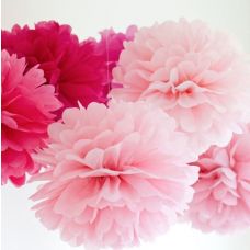 2 Pompons Papier de Soie Rose Pastel 50cms et 40cms - Les Bambetises