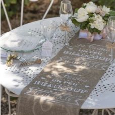 Chemin de table mariage intisse Bleu Marine, decoration mariage - Badaboum