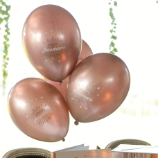 Sachet de ballons métallisés joyeux anniversaire, Rose gold