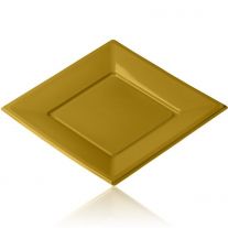Petite assiette carrée en carton doré, vaisselle jetable - Badaboum