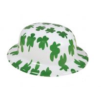 Chapeau Plastique melon Paillettes vert Saint Patrick