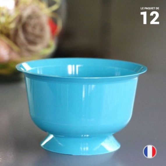 Coupe à dessert plastique réutilisable Turquoise, vaisselle jetable -  Badaboum