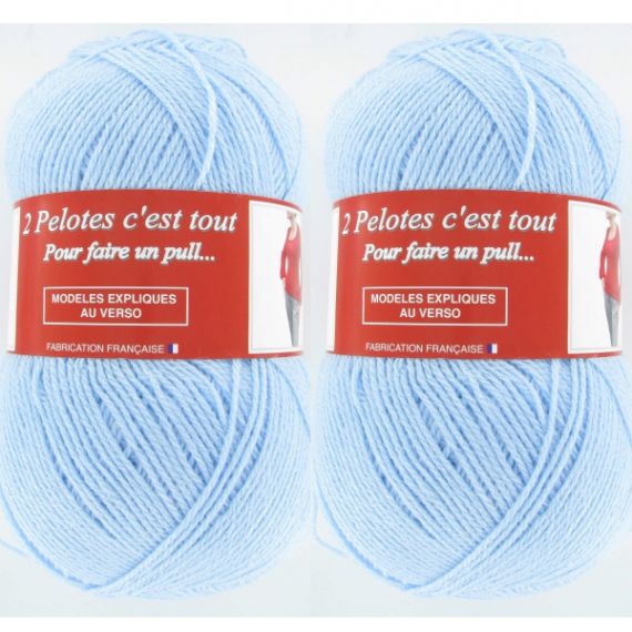 Grosse pelote de laine Bleu Ciel x2, tricot laine - Badaboum