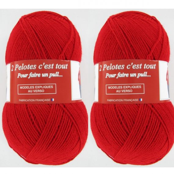 Grosse pelote de laine Rouge x2, tricot laine - Badaboum