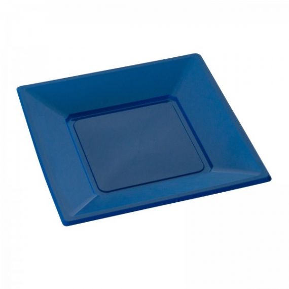 Assiette carrée plastique Bleu marine 23cm, Vaisselle jetable - Badaboum