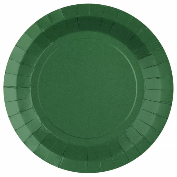 Assiette carton ronde Verte 23 cm, vaisselle jetable - Badaboum