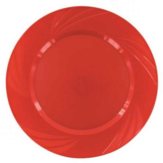 Assiette reutilisable pas cher rouge, vaisselle plastique - Badaboum