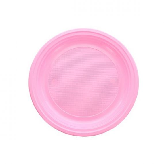 Assiette Plastique Ronde Rose Pastel 24cm