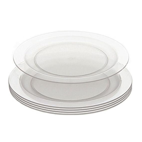 Assiettes jetables de 13 cm de diamètre assiette à collation en plastique  transparent plat rond fête de mariage assiettes à gâteaux jetables