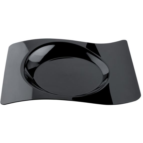 Assiette plastique design Noir 23x28cm, vaisselle jetable - Badaboum