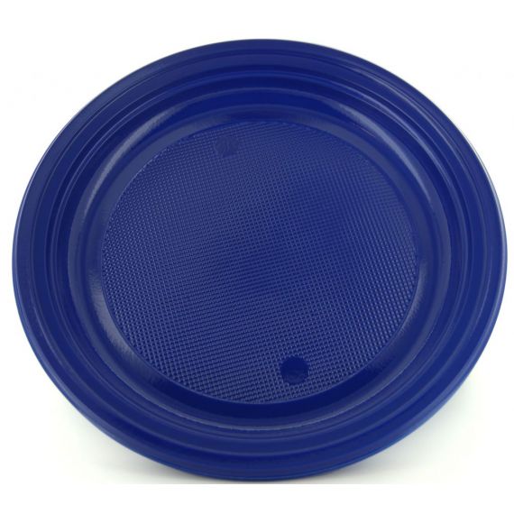 Assiette plastique ronde Bleu marine 22cm, assiettes jetables - Badaboum