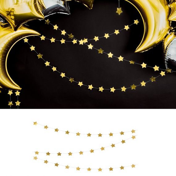 Guirlande étoiles en papier dorées_ Décoration fête originale