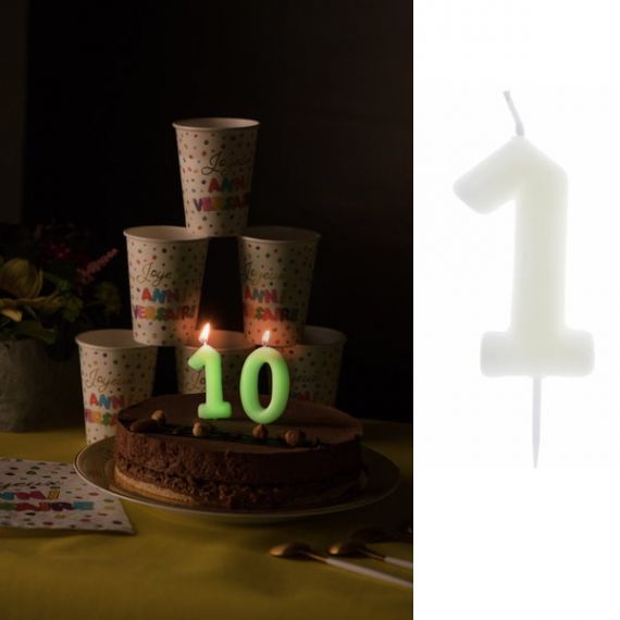 Bougie anniversaire Chiffre 1 Phosphorescente, décoration anniversaire -  Badaboum