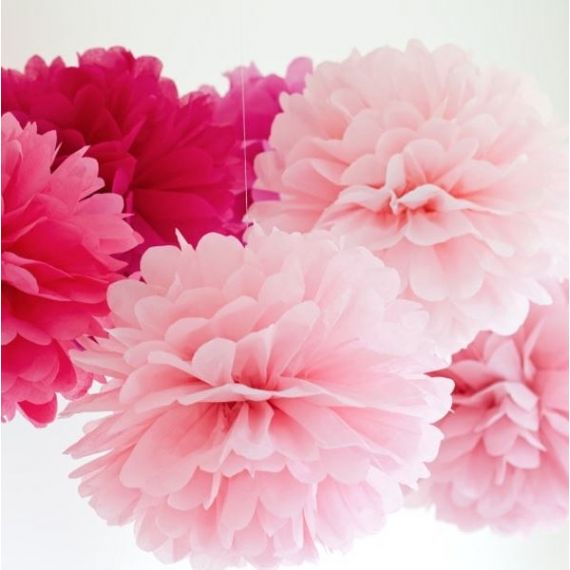 5 Pompons en Papier de Soie Rose Pastel - Les Bambetises