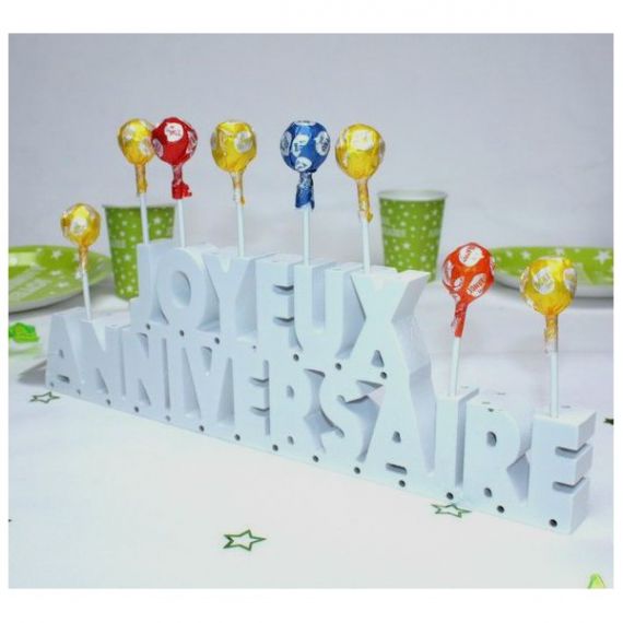 Centre de table Joyeux anniversaire - Etoiles - Multicolores