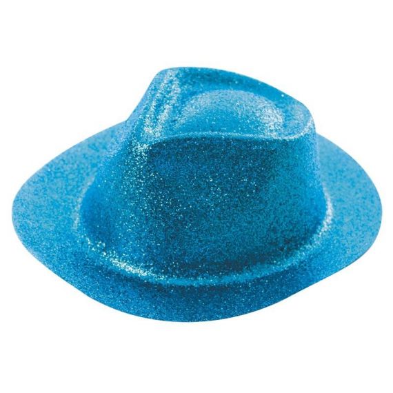 Chapeau Borsalino Paillette Bleu Turquoise, déguisements pas chers -  Badaboum