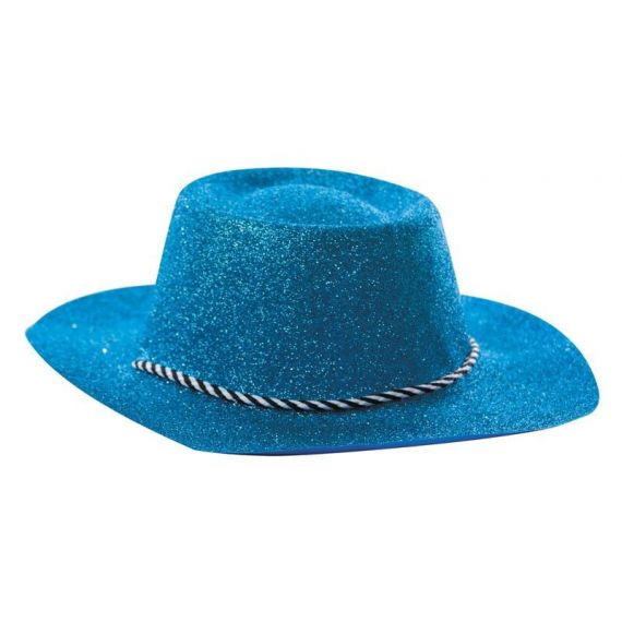 Chapeau CowBoy Paillette Bleu Clair, déguisements pas chers - Badaboum