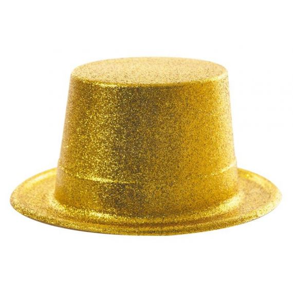 Chapeau haut-de-forme à paillettes, doré