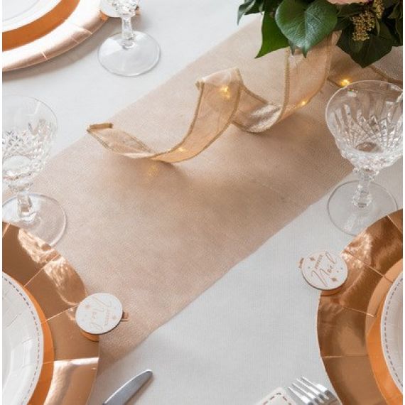 Table de fête - Chemin de table feuilles dorées - Table mariage,  anniversaire
