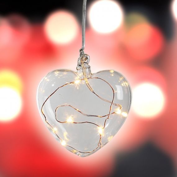 Ballon transparent lumineux coeur (pile offerte)