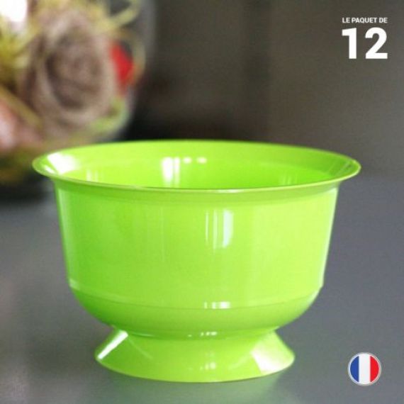 Coupe à dessert plastique réutilisable Vert anis, vaisselle jetable -  Badaboum