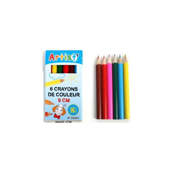 Crayons de Couleurs 9 cm x6pcs, accessoires de fêtes, enfant,  anniversaires, pas chers - Badaboum