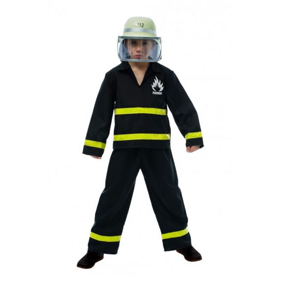 Déguisement Enfant Pompier Noir 3/4 ans, déguisement pas cher - Badaboum