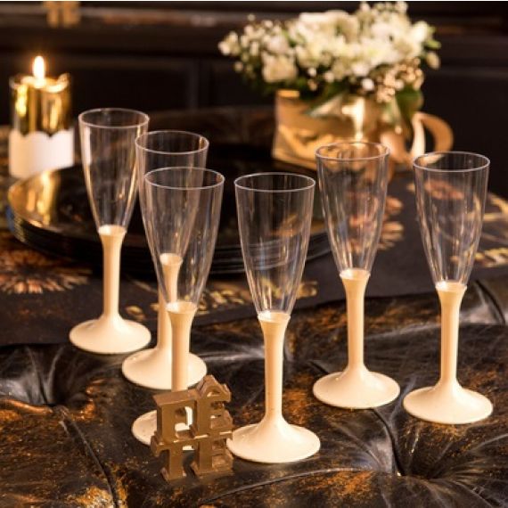 Flûte champagne plastique pied couleur Ecru - vaisselle jetable pour  mariage - Badaboum
