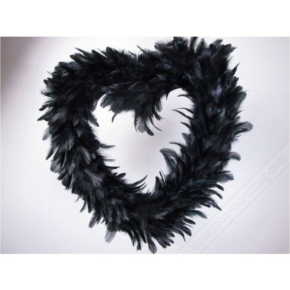 Grand coeur en plume Noire, decoration de mariage - BADABOUM
