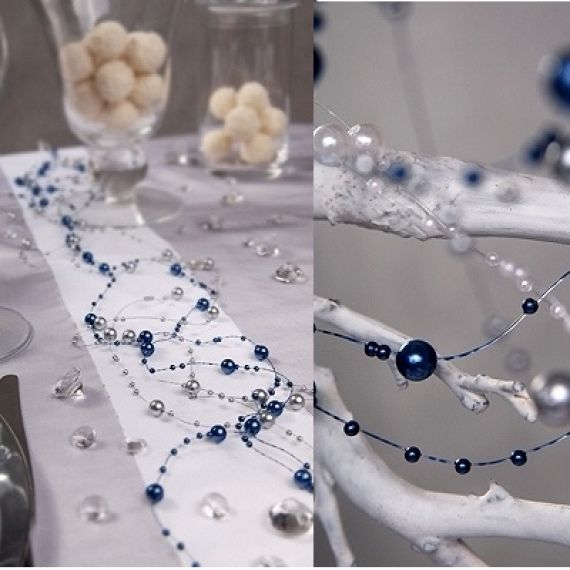 Guirlande de perle decorative Bleu marine, decoration mariage